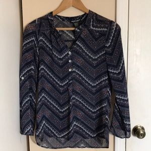 Navy patterned blouse